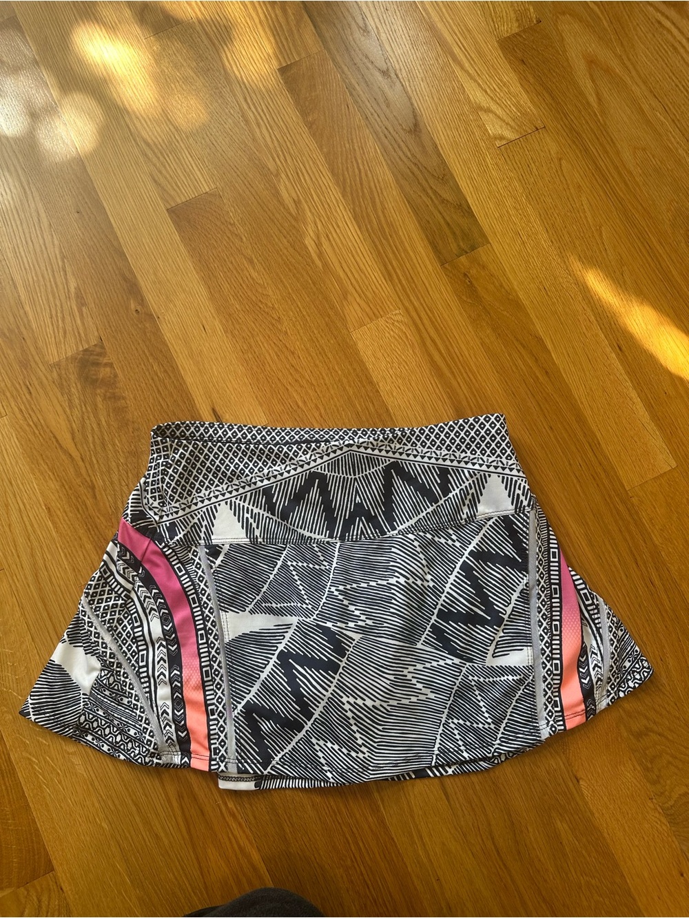 Lucky in Love Black & White Geometric Mini Skirt with Pink Stripes